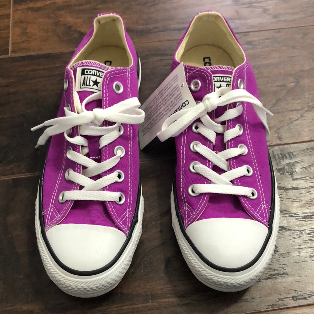 Purple converse shoes
